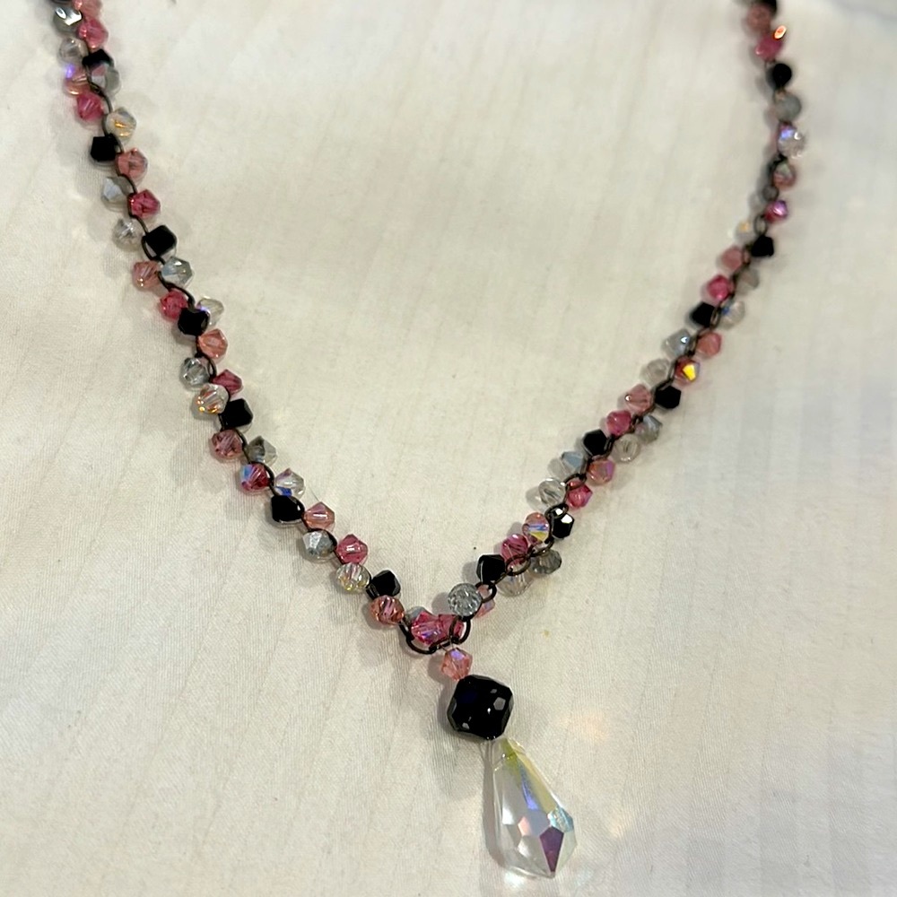 CUT CRYSTAL AND STERLING SILVER NEIMAN MARCUS NECKLACE